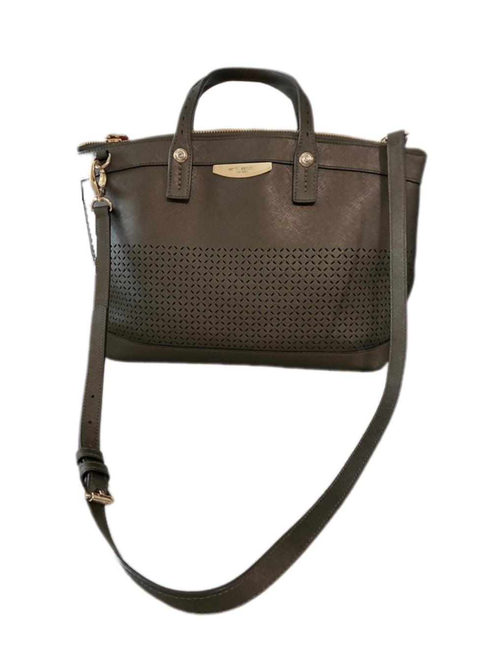Henri Bendel EUC  Perforated
Leather Satchel Olive Green